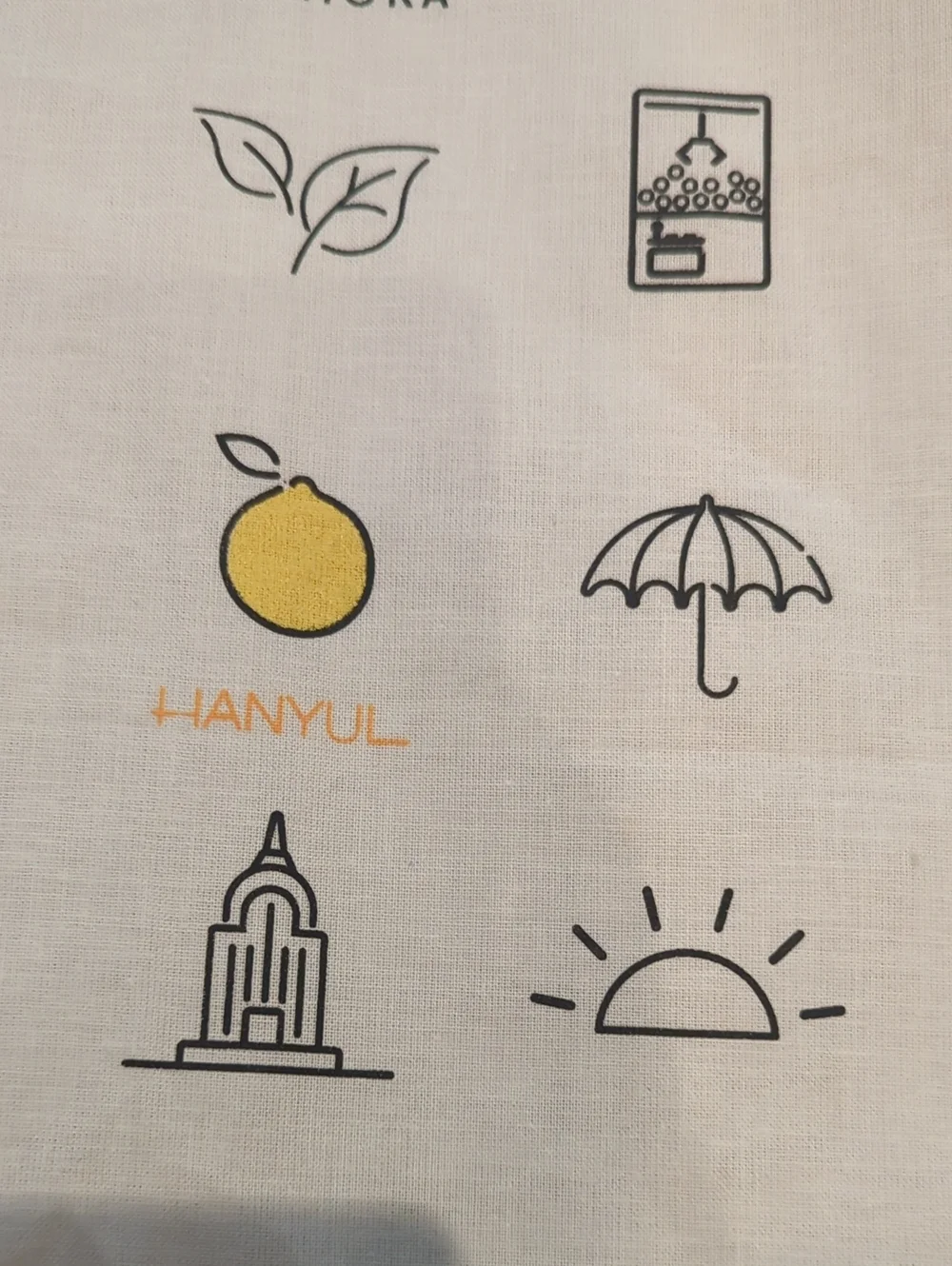White Linen Tote Bag with Cosmetic Icons